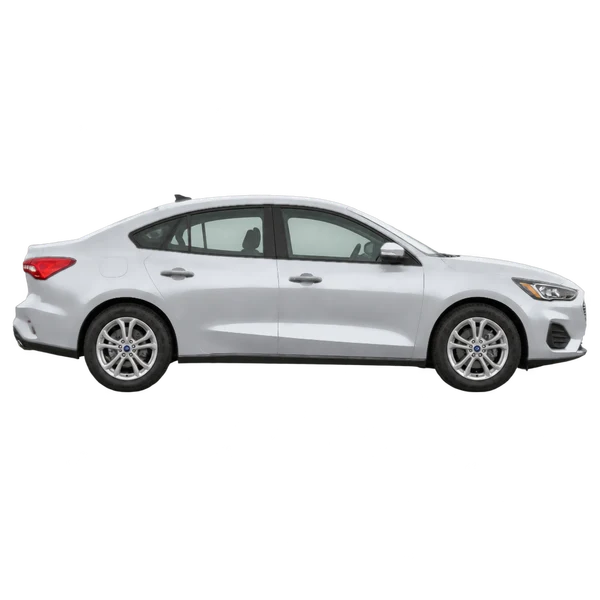 Ford Focus 2023 en plateado, vista lateral (hacia la derecha)