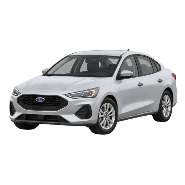 Ford Focus 2024 en plateado, vista frontal tres cuartos (hacia la izquierda)
