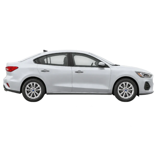 Ford Focus 2024 en plateado, vista lateral (hacia la derecha)