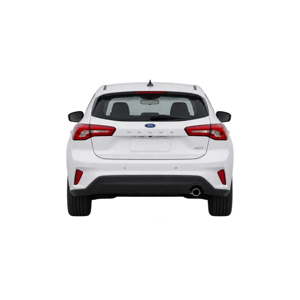 Ford Focus 2024 باللون أبيض، منظر من الخلف