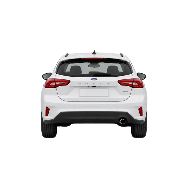 Ford Focus 2025 باللون أبيض، منظر من الخلف