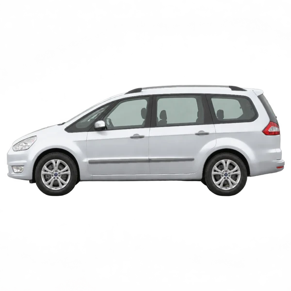 Ford Galaxy 2008 prata, vista lateral (voltada para a esquerda)
