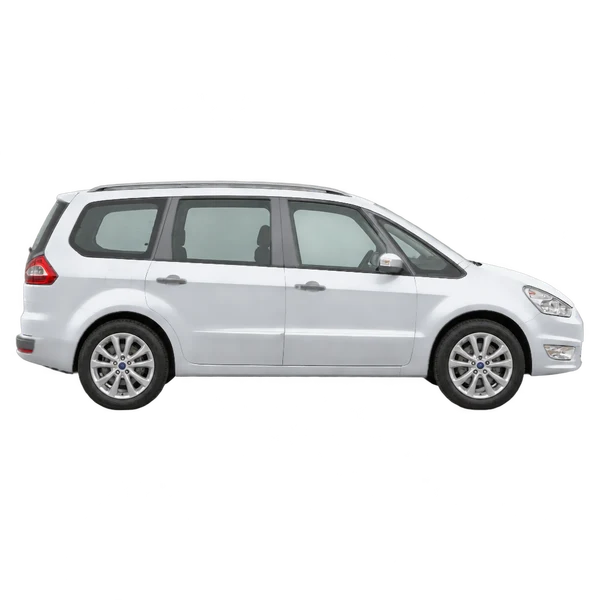 Ford Galaxy 2010 باللون فضي، منظر منظر جانبي (باتجاه اليمين)