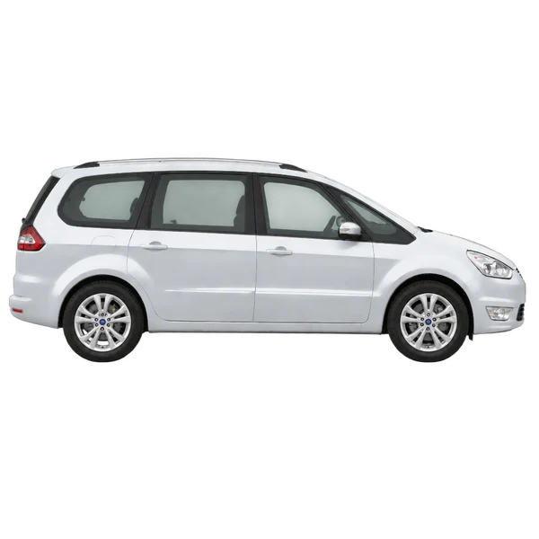 Ford Galaxy 2011 باللون فضي، منظر منظر جانبي (باتجاه اليمين)