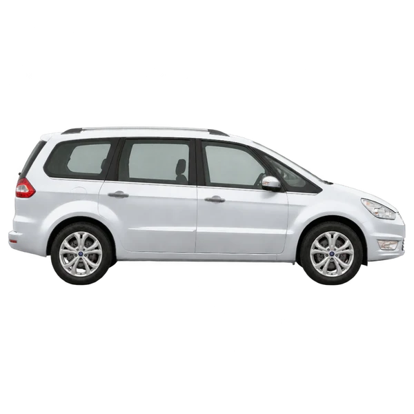 Ford Galaxy 2012 باللون فضي، منظر منظر جانبي (باتجاه اليمين)