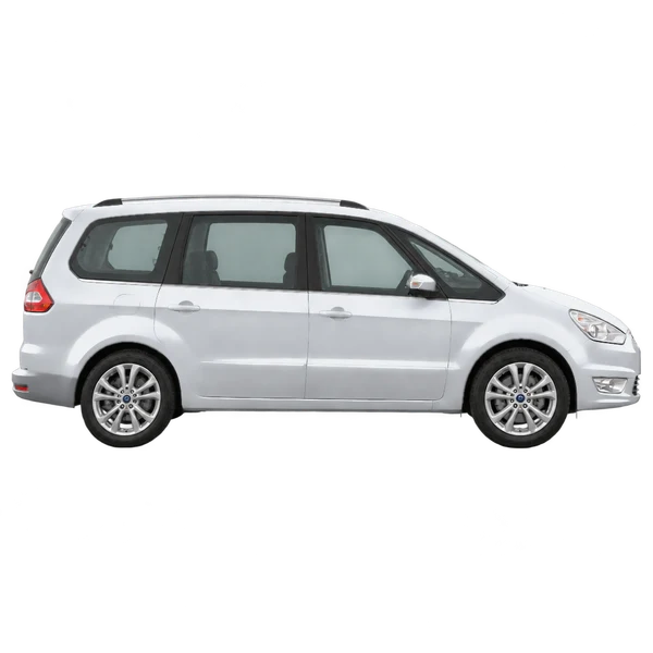 Ford Galaxy 2013 باللون فضي، منظر منظر جانبي (باتجاه اليمين)