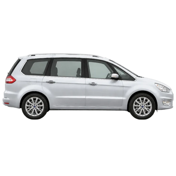 Ford Galaxy 2014 باللون فضي، منظر منظر جانبي (باتجاه اليمين)