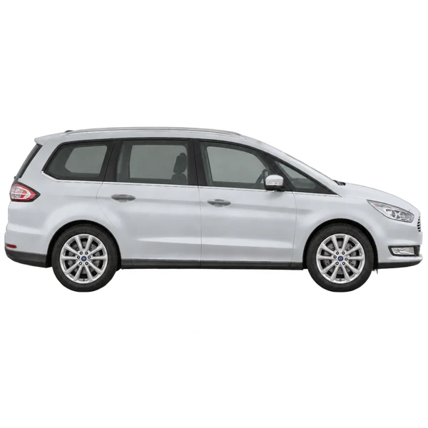 Ford Galaxy 2016 باللون فضي، منظر منظر جانبي (باتجاه اليمين)