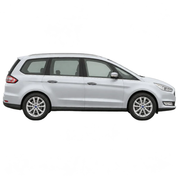 Ford Galaxy 2017 باللون فضي، منظر منظر جانبي (باتجاه اليمين)