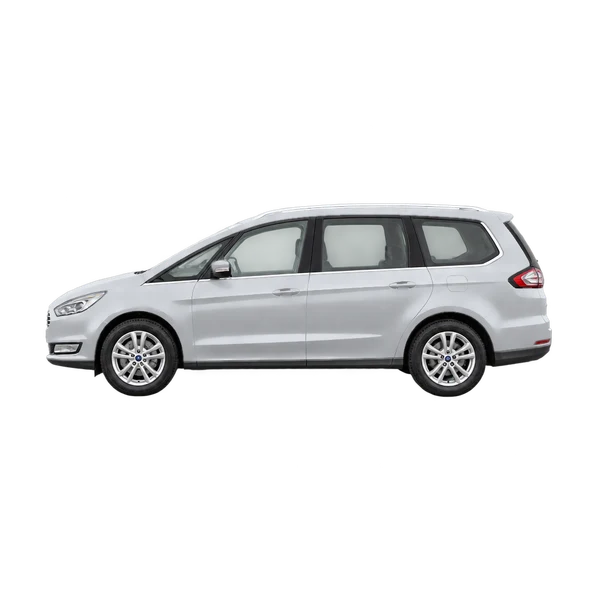 Ford Galaxy 2018 باللون فضي، منظر جانبي (متجه إلى اليسار)