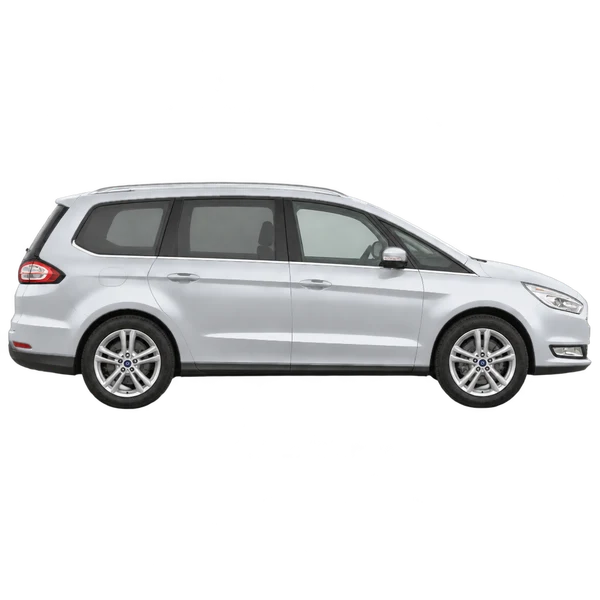 Ford Galaxy 2018 باللون فضي، منظر منظر جانبي (باتجاه اليمين)