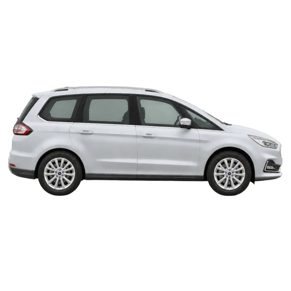 Ford Galaxy 2023 باللون فضي، منظر منظر جانبي (باتجاه اليمين)
