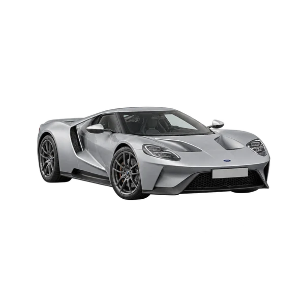 Ford GT 2021 باللون فضي، منظر منظر أمامي بزاوية ثلاثة أرباع (متجه لليسار)