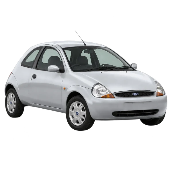 シルバーの1999 Ford KA(フロントスリークォーター(左向き)ビュー)