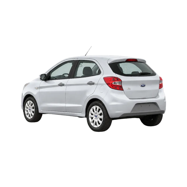 2017 Ford KA in Silber, Ansicht: Dreiviertelansicht von hinten (nach links gerichtet)