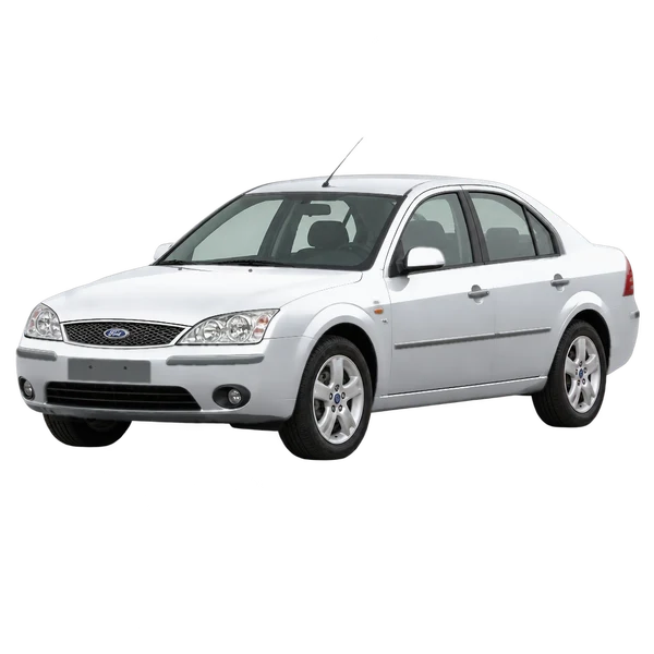Ford Mondeo 2001 prata, vista dianteira em três quartos (voltada para a esquerda)