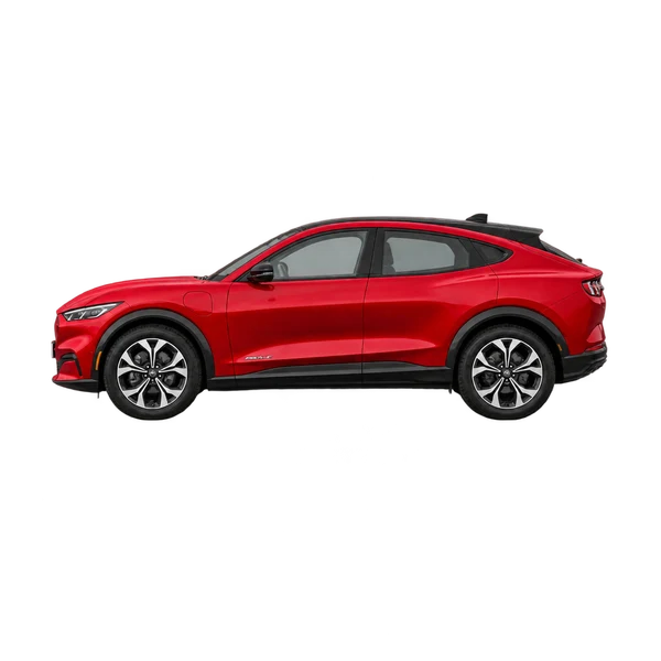 Ford Mustang Mach-E 2020 rouge, vue côté (vers la gauche)