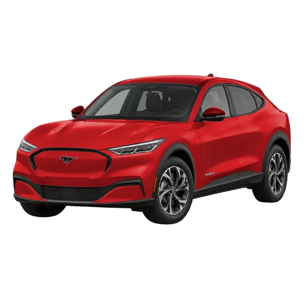 Ford Mustang Mach-E 2021 rouge, vue trois-quarts avant (orienté vers la gauche)