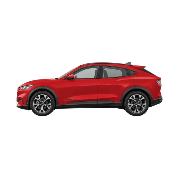 Ford Mustang Mach-E 2021 rouge, vue côté (vers la gauche)