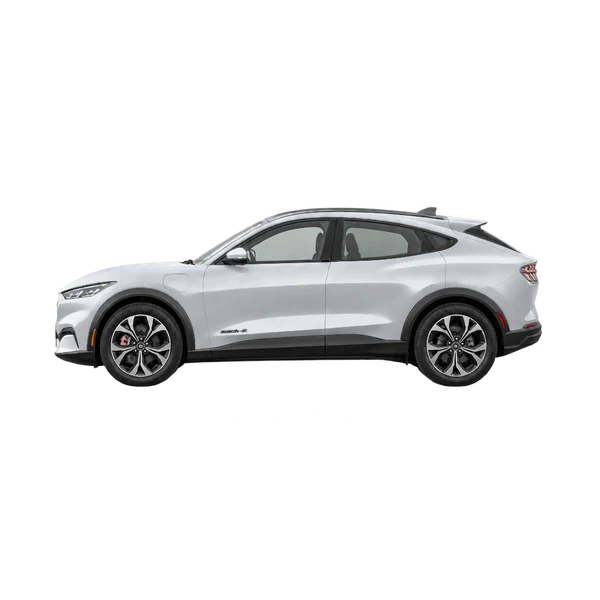 Ford Mustang Mach-E 2021 argent, vue côté (vers la gauche)