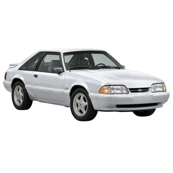 シルバーの1990 Ford Mustang（フロントスリークォーター(左向き)ビュー）
