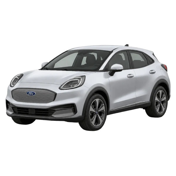 FORD PUMA GEN-E 2025 — Front three-quarter (facing left), silver