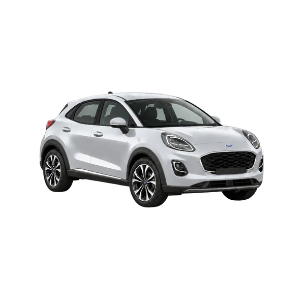 シルバーの2021 Ford Puma(フロントスリークォーター(右向き)ビュー)