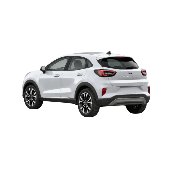 シルバーの2021 Ford Puma(リア斜め(左向き)ビュー)