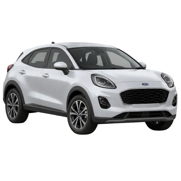 シルバーの2022 Ford Puma(フロントスリークォーター(左向き)ビュー)