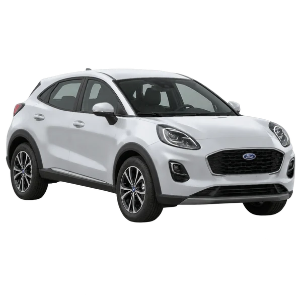 シルバーの2024 Ford Puma(フロントスリークォーター(左向き)ビュー)