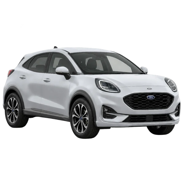 シルバーの2025 Ford Puma(フロントスリークォーター(左向き)ビュー)
