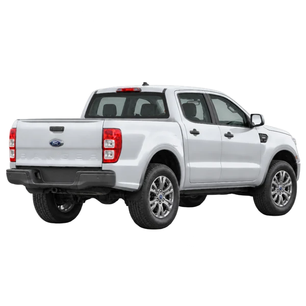 Ford Ranger 2021 en plateado, vista tres cuartos trasero (mirando a la derecha)