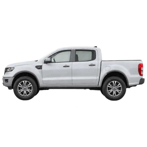 Ford Ranger 2021 en plateado, vista lateral (mirando a la izquierda)
