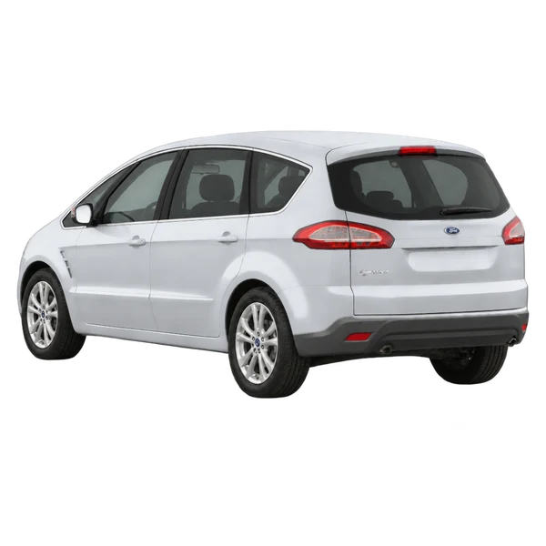 シルバーの2011 Ford S-Max（リア斜め（左向き）ビュー）