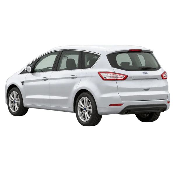 Ford S-Max 2015 en plateado, vista tres cuartos trasero (mirando a la izquierda)