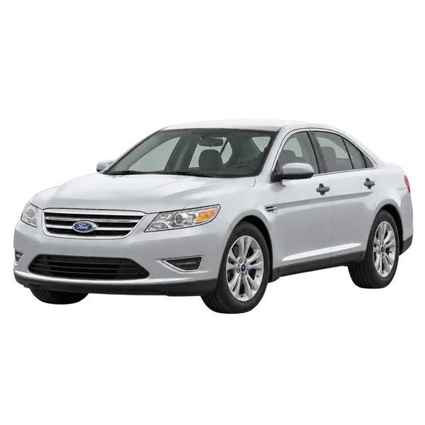 Ford Taurus 2016 prata, vista dianteira em três quartos (voltada para a esquerda)