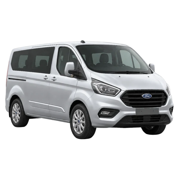 2021 Ford Tourneo Custom in Silber, Ansicht: Dreiviertelansicht vorne (nach links gerichtet)