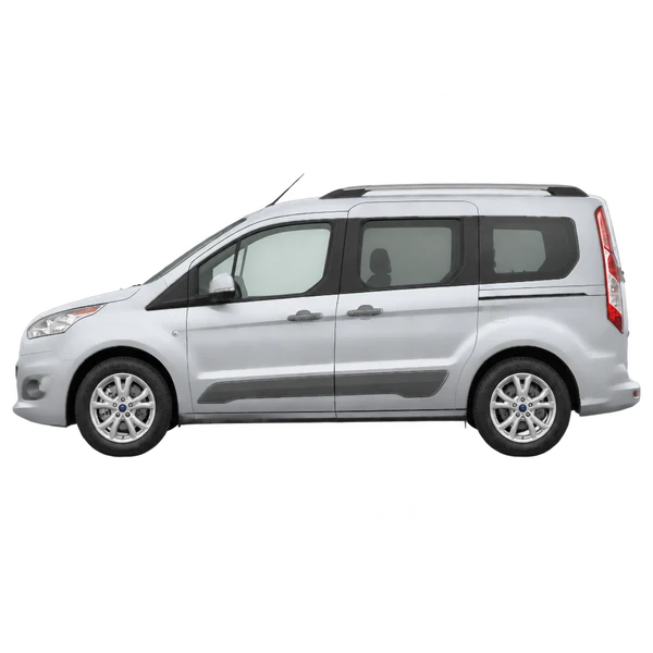 Ford Tourneo 2015 باللون فضي، منظر جانبي (متجه إلى اليسار)