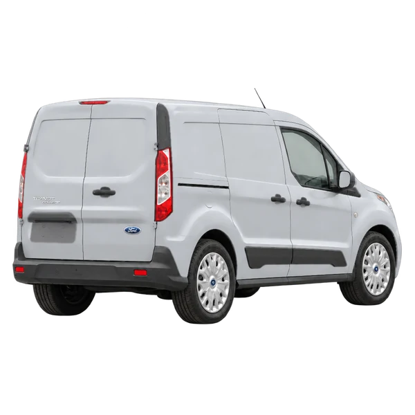 Ford Transit Connect 2021 باللون فضي، منظر منظر خلفي بزاوية ثلاثة أرباع (باتجاه اليمين)
