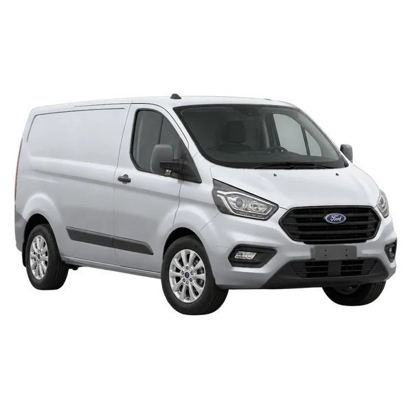 シルバーの2022 Ford Transit Custom（フロントスリークォーター(左向き)ビュー）