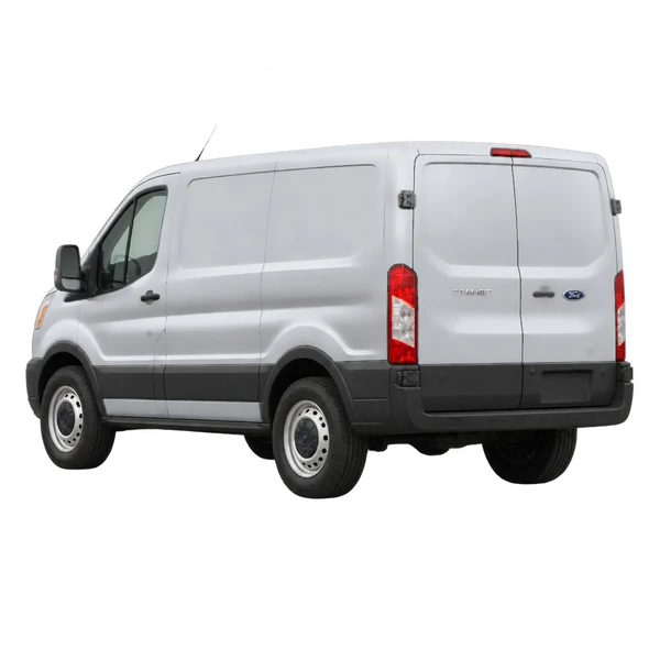 2012 Ford Transit in Silber, Ansicht: Dreiviertelansicht von hinten (nach links gerichtet)