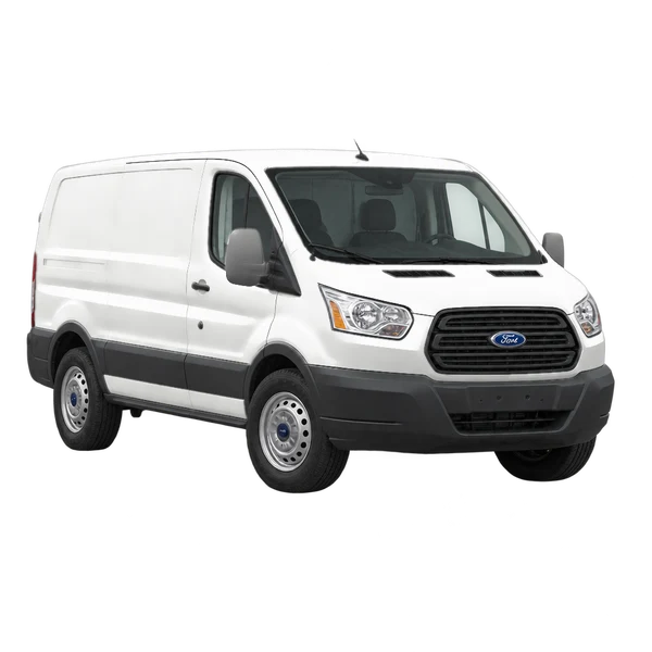 2013 Ford Transit in weiß, Ansicht: Dreiviertelansicht vorne (nach links gerichtet)