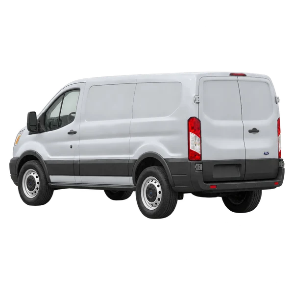 Ford Transit 2018 en plateado, vista tres cuartos trasero (mirando a la izquierda)