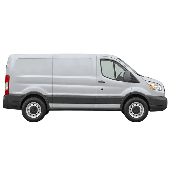 Ford Transit 2020 باللون فضي، منظر منظر جانبي (باتجاه اليمين)