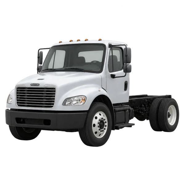 シルバーの2013 Freightliner M2(フロントスリークォーター(左向き)ビュー)