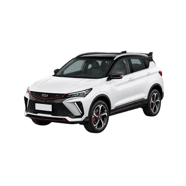 2024 Geely Coolray in weiß, Ansicht: Dreiviertelansicht vorne (nach links gerichtet)