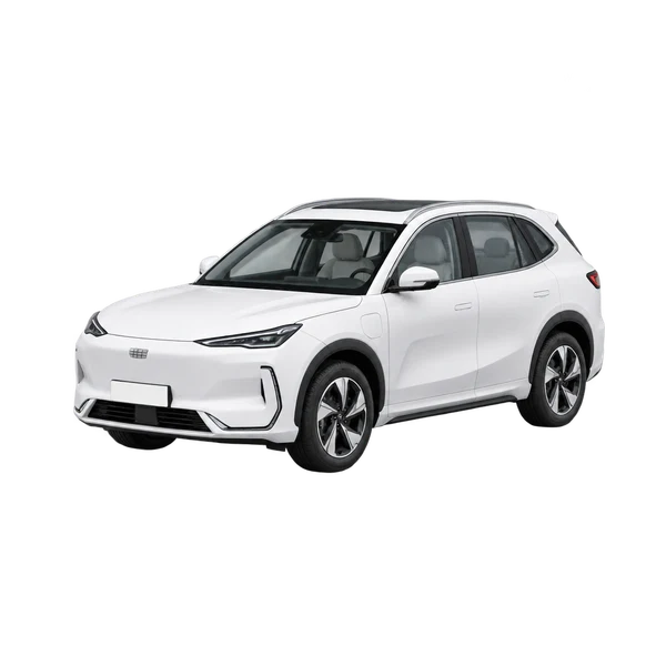 Geely EX5 2026 blanc, vue trois-quarts avant (orienté vers la gauche)