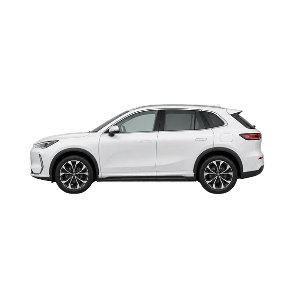 Geely EX5 2026 blanc, vue côté (vers la gauche)