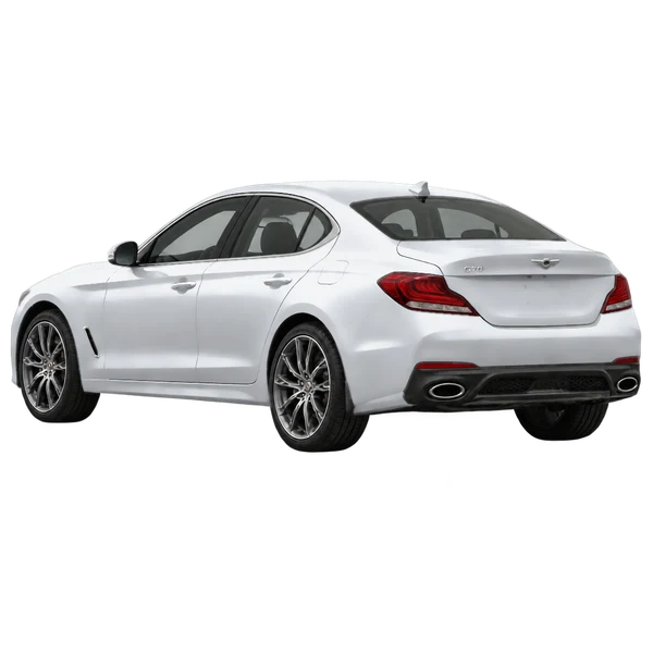 Genesis G70 2021 argent, vue trois-quarts arrière (orienté vers la gauche)