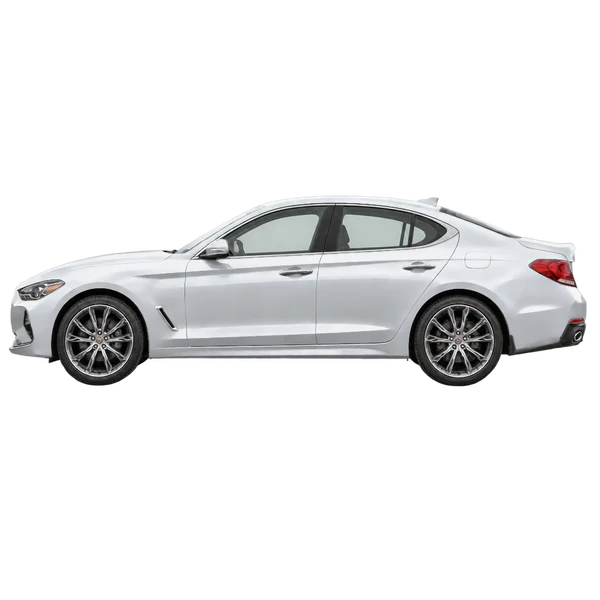 Genesis G70 2022 باللون فضي، منظر جانبي (متجه إلى اليسار)